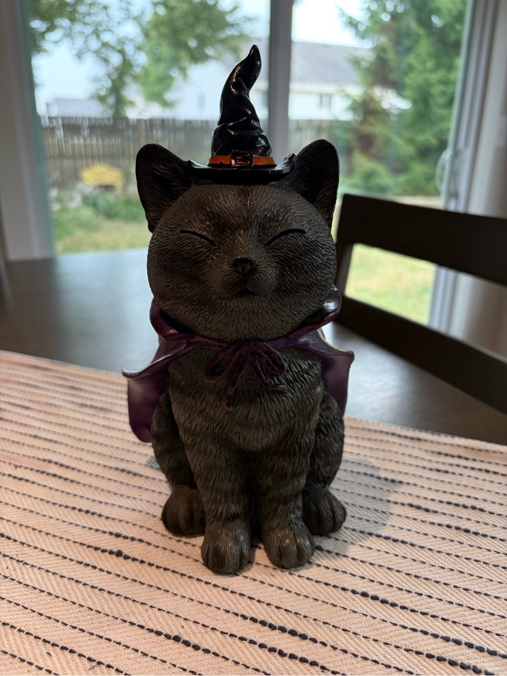Halloween Cat Figurine with Purple Cape and Black Hat - Picture 5 of 5